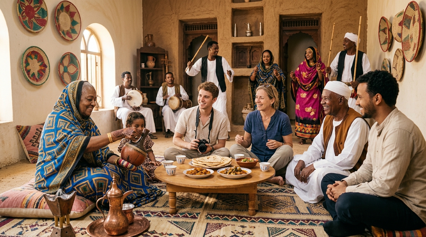 Traditional Sudanese hospitality gathering